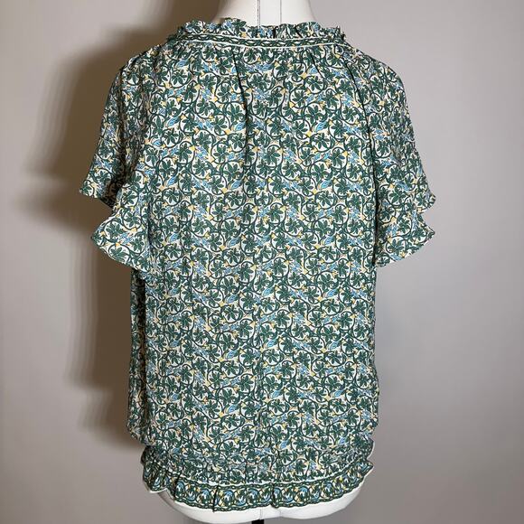NWT Max Studio Green Floral Split Neck Flutter Sleeve Blouse Womens Size Small S - Picture 6 of 13